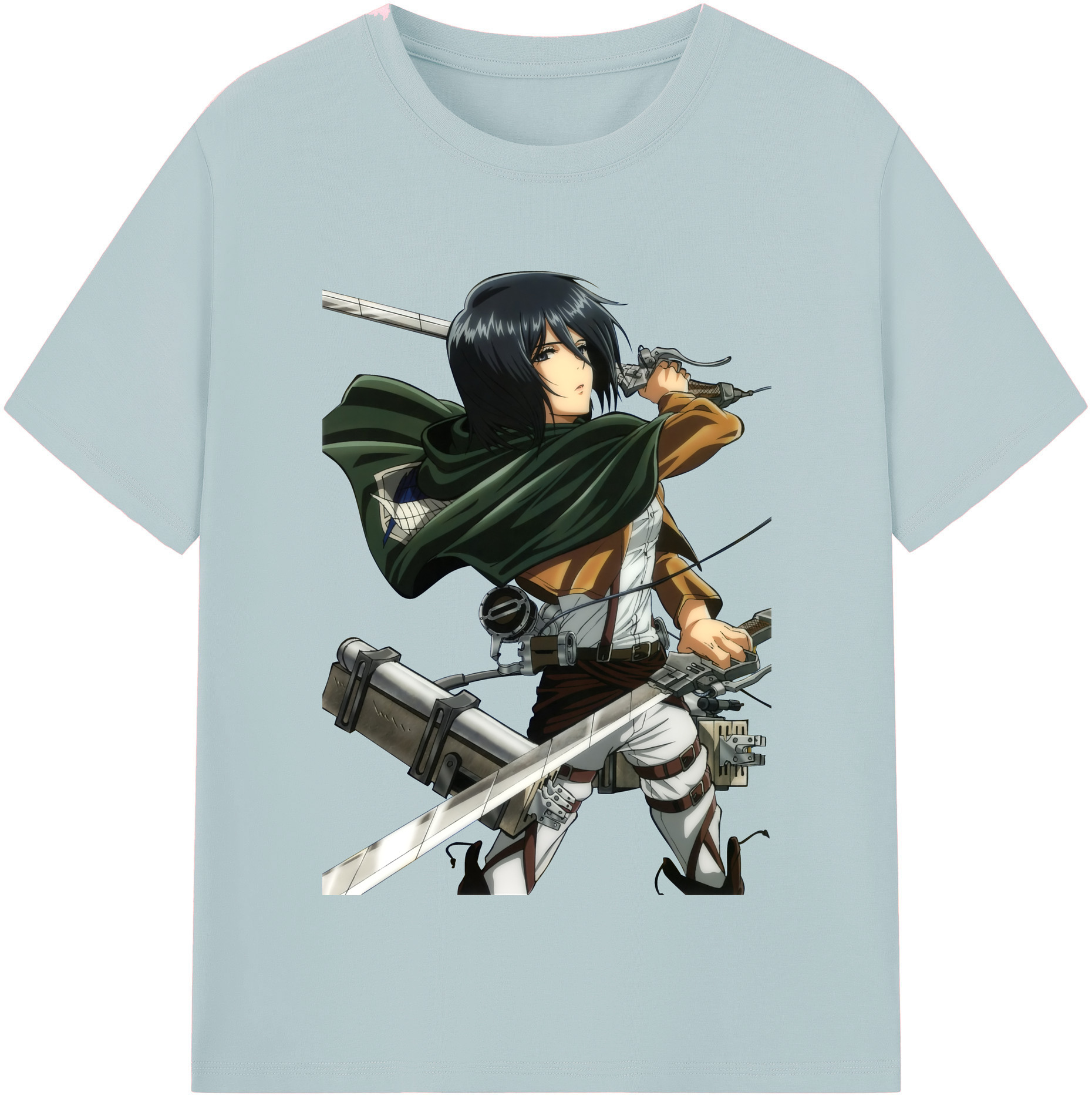 （画像用） 進撃の巨人 ミカサ·アッカーマン Attack on Titan Mikasa Ackerman 綿100％半袖Tシャツ（フロントプリント）